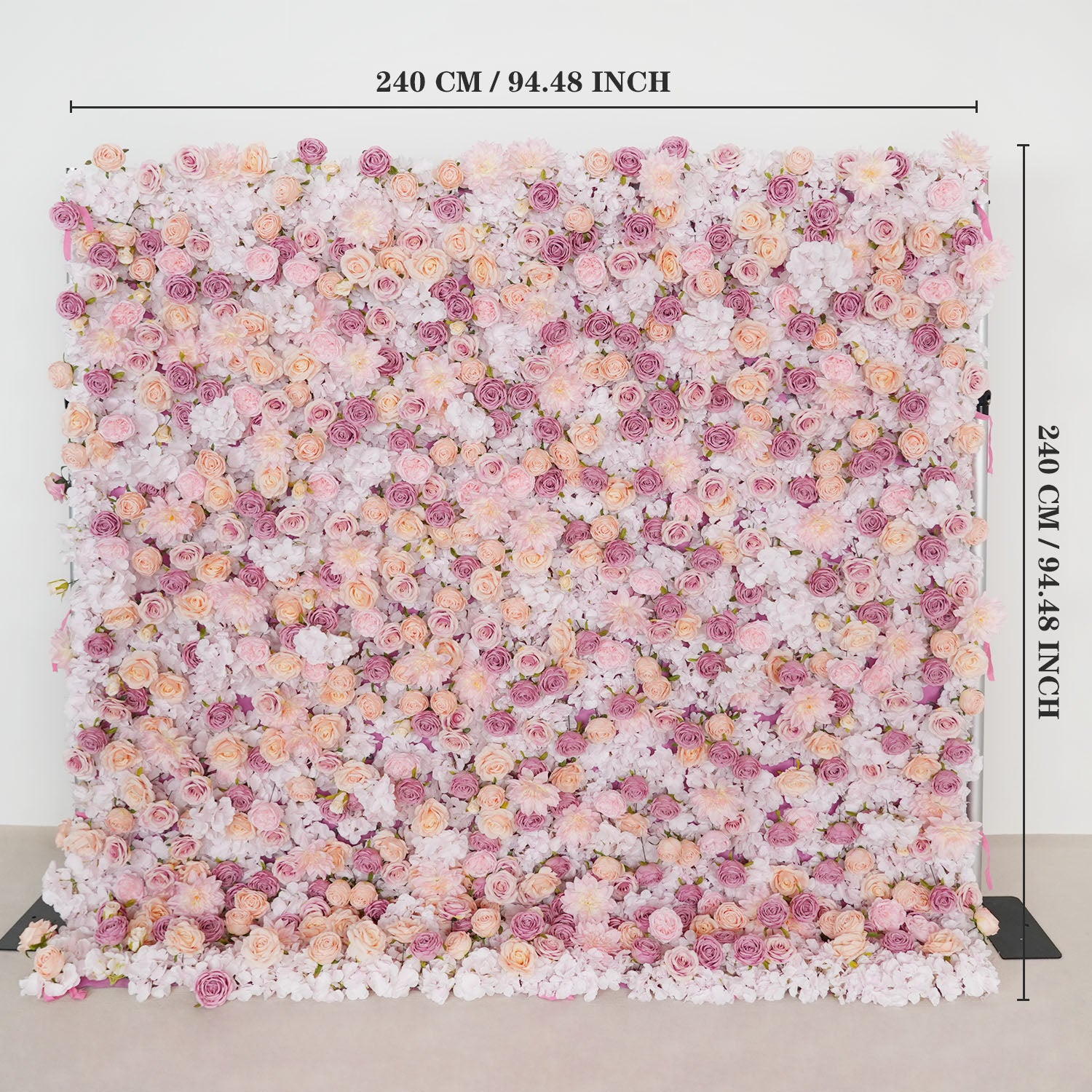Uflower Artificial Pink Champagne Rose 5D Wedding Flower Wall